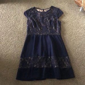 Short Navy Blue Lace Dress